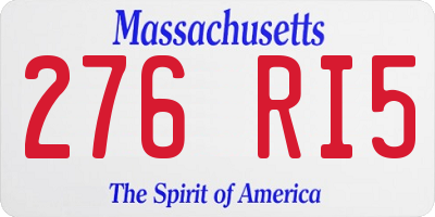 MA license plate 276RI5