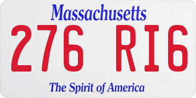 MA license plate 276RI6