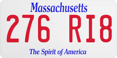 MA license plate 276RI8