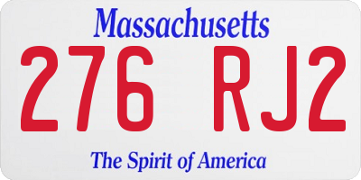 MA license plate 276RJ2
