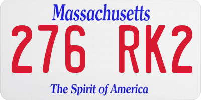 MA license plate 276RK2