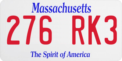MA license plate 276RK3