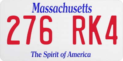 MA license plate 276RK4