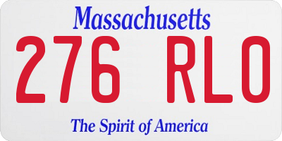 MA license plate 276RL0