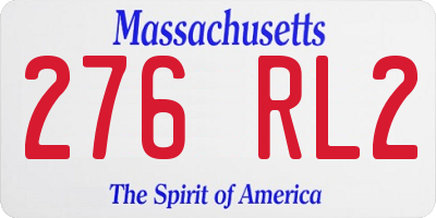 MA license plate 276RL2