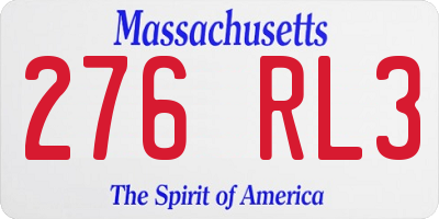 MA license plate 276RL3