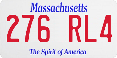 MA license plate 276RL4