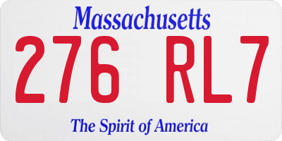 MA license plate 276RL7