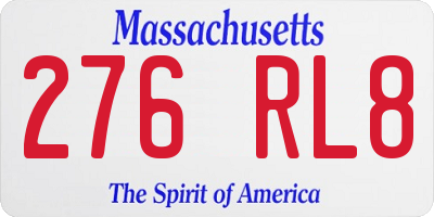 MA license plate 276RL8