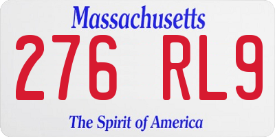 MA license plate 276RL9