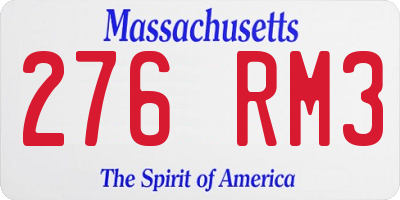MA license plate 276RM3