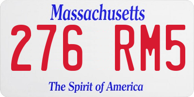 MA license plate 276RM5
