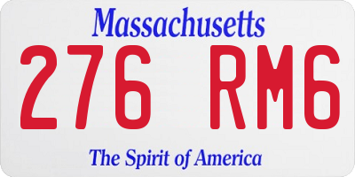 MA license plate 276RM6
