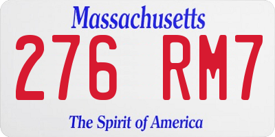 MA license plate 276RM7