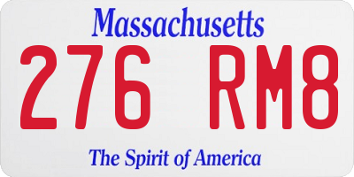 MA license plate 276RM8