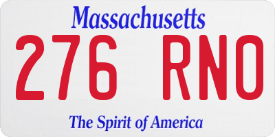 MA license plate 276RN0