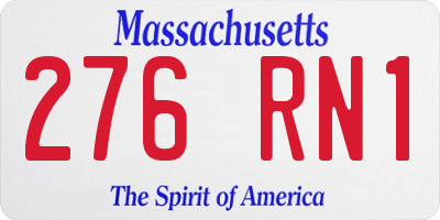 MA license plate 276RN1