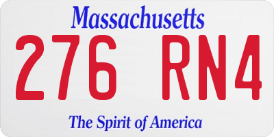 MA license plate 276RN4