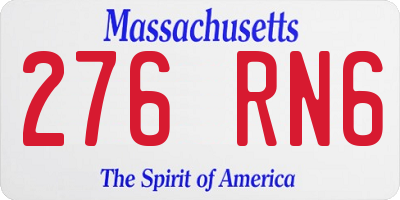 MA license plate 276RN6