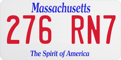 MA license plate 276RN7