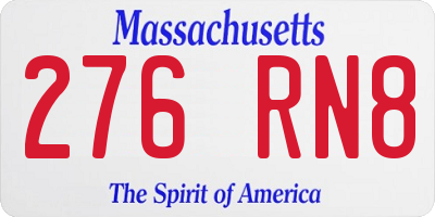 MA license plate 276RN8