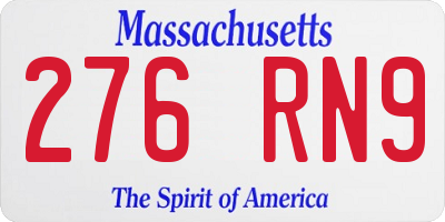MA license plate 276RN9