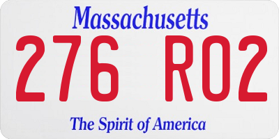 MA license plate 276RO2