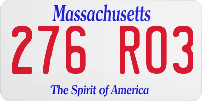 MA license plate 276RO3