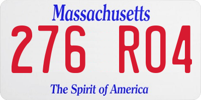 MA license plate 276RO4