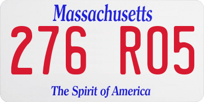 MA license plate 276RO5