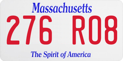 MA license plate 276RO8