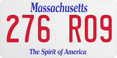 MA license plate 276RO9