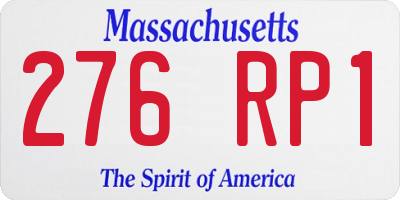 MA license plate 276RP1