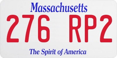 MA license plate 276RP2