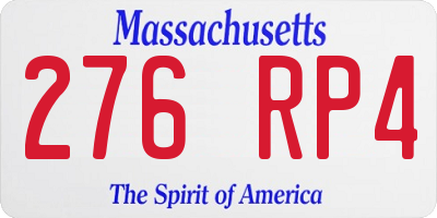 MA license plate 276RP4