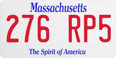 MA license plate 276RP5