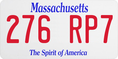 MA license plate 276RP7