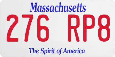 MA license plate 276RP8