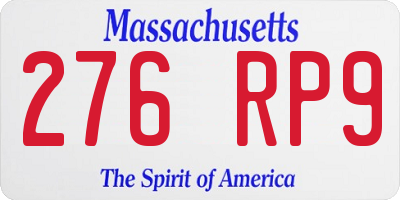 MA license plate 276RP9