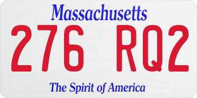 MA license plate 276RQ2