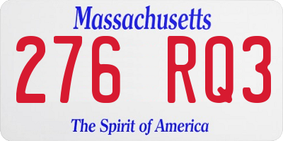 MA license plate 276RQ3