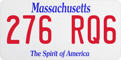 MA license plate 276RQ6