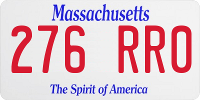 MA license plate 276RR0