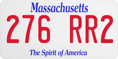 MA license plate 276RR2