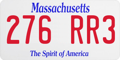 MA license plate 276RR3