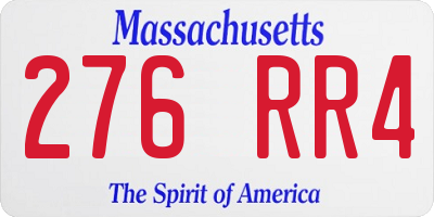 MA license plate 276RR4
