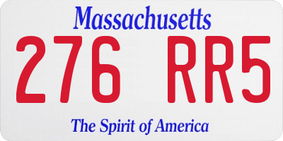 MA license plate 276RR5