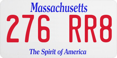 MA license plate 276RR8
