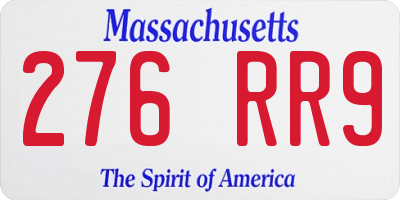MA license plate 276RR9