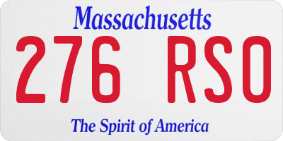 MA license plate 276RS0